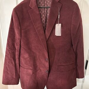 NWT Michael Kors Burgundy Sport Coat Corduroy Blazer - Sz 46 Long